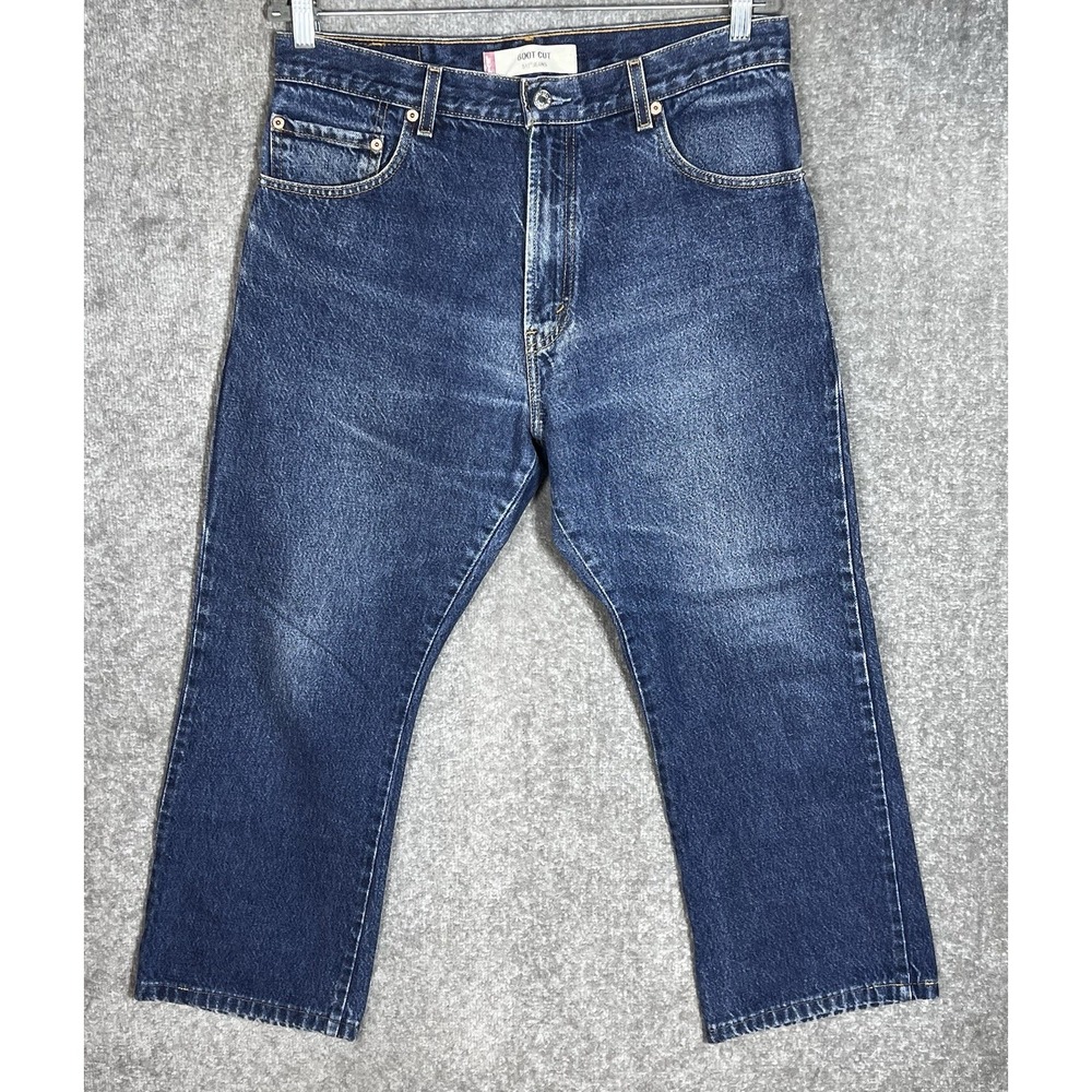 Levis 517 Boot Cut Jeans Mens Sz 34x26 Hemmed Blue Cotton 5 Pocket Y2K Vintage